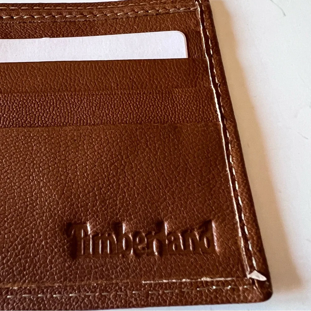 TIMBERLAND MENS LEATHER BIFOLD WALLET TAN NWT